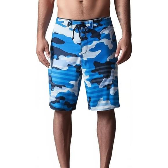 OAKLEY Board Shorts Mens Size 31 Blue Camouflage Cargo Pocket Tactical Outdoor - Picture 1 of 9